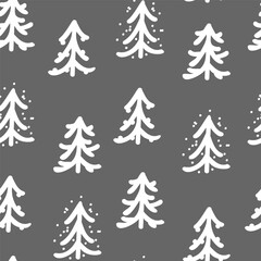 Vector. Christmas and New Year seamless pattern. Abstract hand drawn scandinavian ornament. Minimalism snow pattern for branding, cover, wrapping paper, advertising and typographic products.