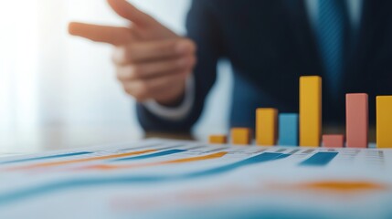 A consultant s hand gesturing while explaining a financial chart on a table, hand gestures, financial consulting