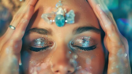Fototapeta premium Holistic Beauty: Achieve beauty from within by combining organic skincare, natural cosmetics, and facial yoga to elevate your physical appearance and well-being. 