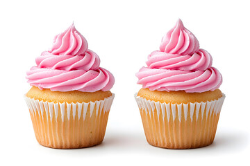 Delicious frosted cupcake  isolated on white	