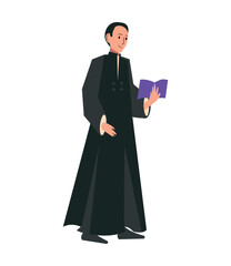 catholic priest reading bible book