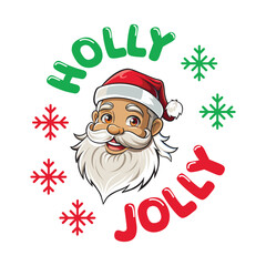  Holly Jolly - Christmas Typography Shirt Design Vector, Christmas Typography Clipart illustration