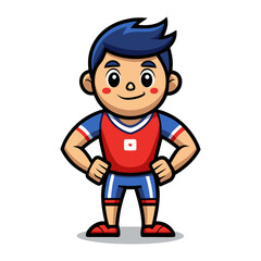 set of funny cartoon superhero