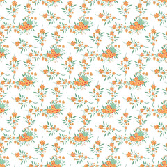 Seamless floral pattern design with scattered mixed flowers.