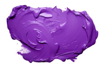 A bright purple paint blob with natural imperfections and varied thickness isolated on white background