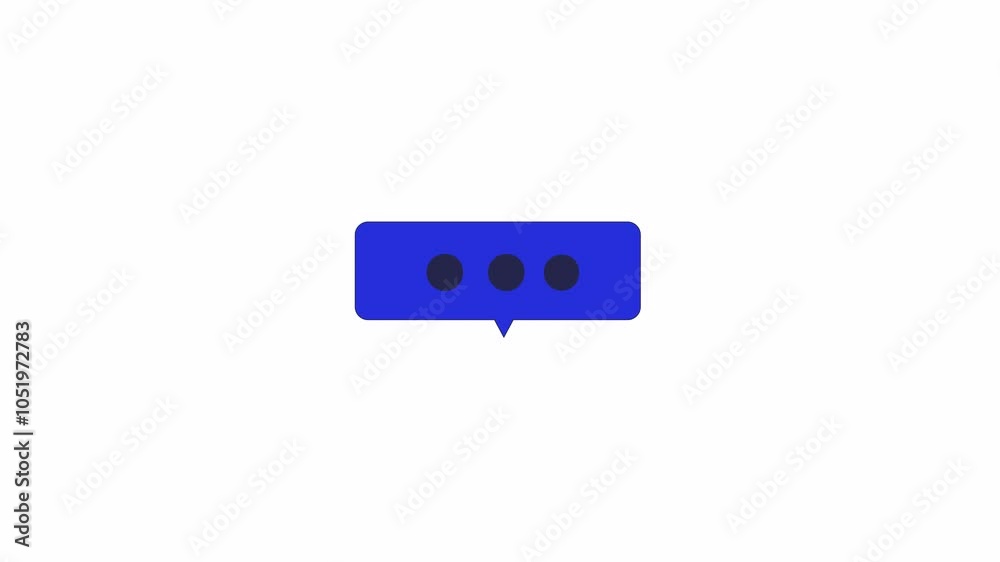 Poster digital talk bubble with dots blinking 2d object animation. conversation communication cartoon 4k vi
