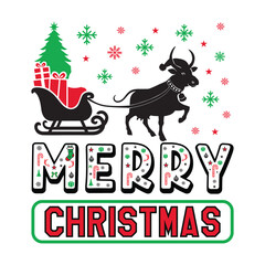 Merry Christmas - Christmas Typography Shirt Design Vector, Merry Christmas Typography Clipart illustration