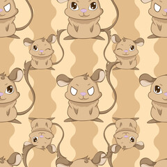 Expressive Gerbil Cartoon Repeat Pattern Design