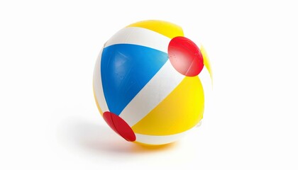 Fototapeta premium Summer Fun: A Vibrant Beach Ball Stands Out Against a Blank Canvas