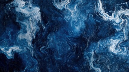 Obraz premium Abstract blue swirling patterns, deep oceanic hues, fluid art style
