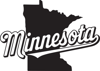 Minnesota State Shape Retro Typography