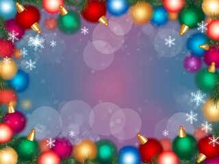 Festive Christmas Baubles with Bokeh Background