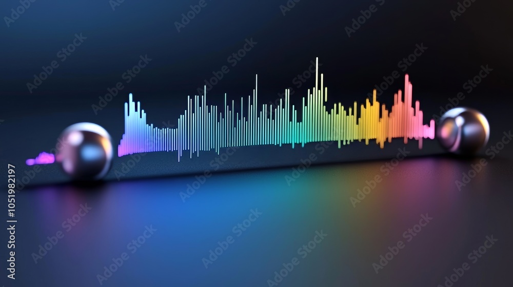 Poster glowy multicolor data over abstract digital landscape. based on stock photo