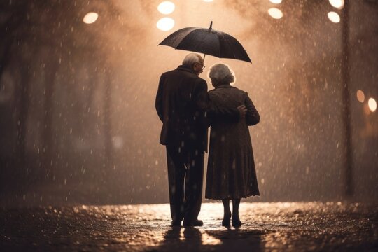 Fototapeta Photography of elderly people outdoors adult rain.