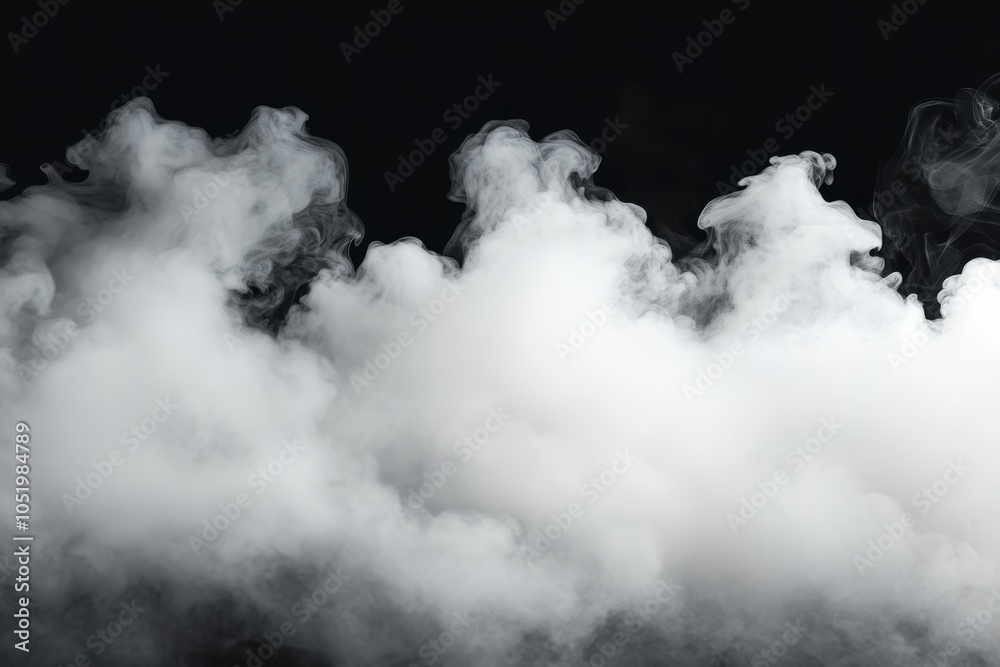Poster abstract of steam with copy space. smoke on black background. steam flow. wet white water vapour on 