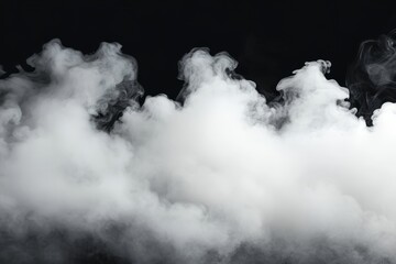 Abstract of steam with copy space. Smoke on black background. Steam flow. Wet white water vapour on black background.