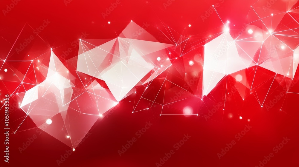Poster background of red geometric banner with lighting effect