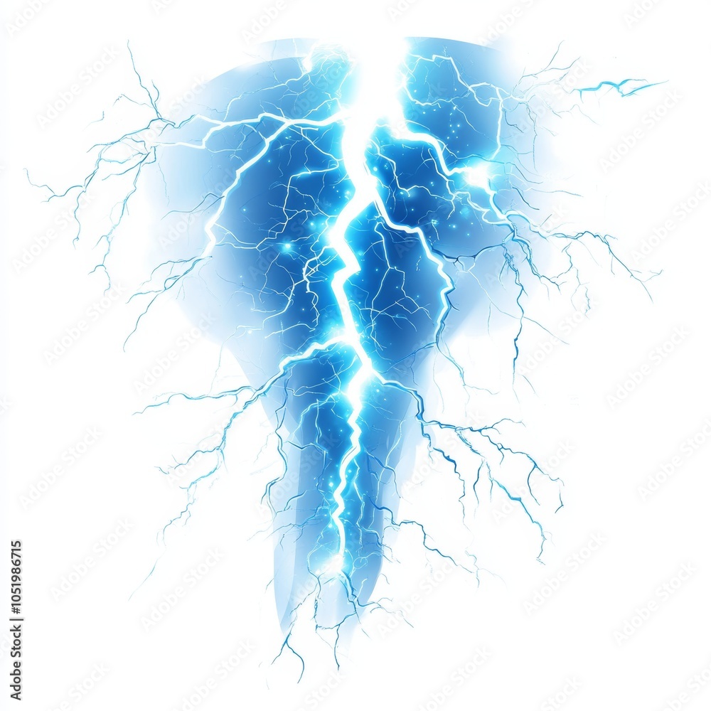 Leinwandbilder lightning effect on transparent background. realistic thunderstorm strike with glowing and shining e