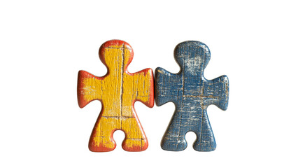 Obraz premium Colorful Wooden Figures Representing Friendship and Unity