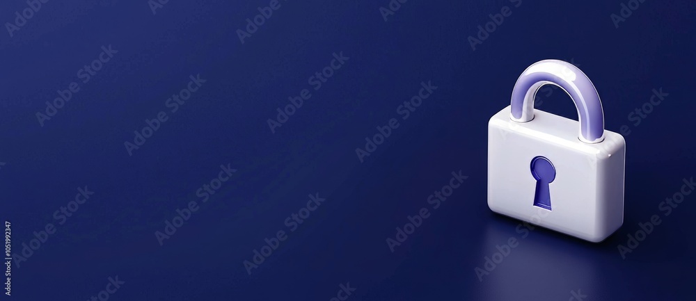 Aufkleber Dark blue background with a small padlock with binary polygon interconnects representing cybersecurity and digital data protection