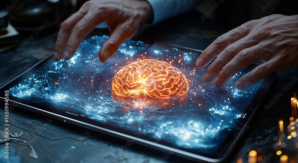 Poster humans interact with ai stocks and use gadgets