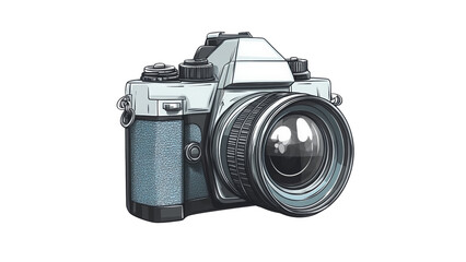 Vintage Camera with Clear Lens Illustration