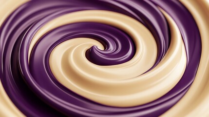 3D Render of Violet and Beige Chocolate Swirl. AI generated illustration