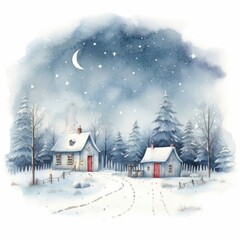 Fototapeta premium Christmas minimal countryside architecture building outdoors.