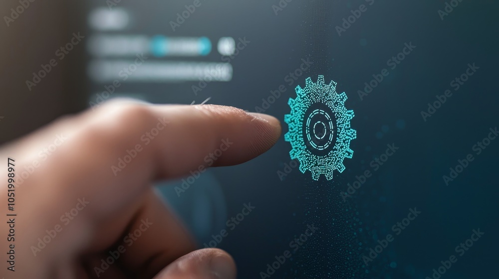 Poster Automation, optimisation of business and industrial processes, software development concept on a virtual screen.