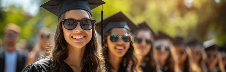 Happy Graduate Wearing Sunglasses at Outdoor Ceremony
