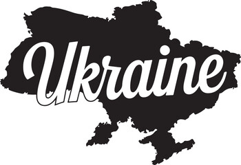 Ukraine Country Shape Retro Typography Vector