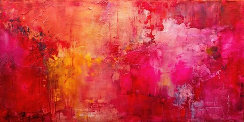 Obraz premium Vibrant Red and Pink Textured Abstract Painting with Dynamic Composition