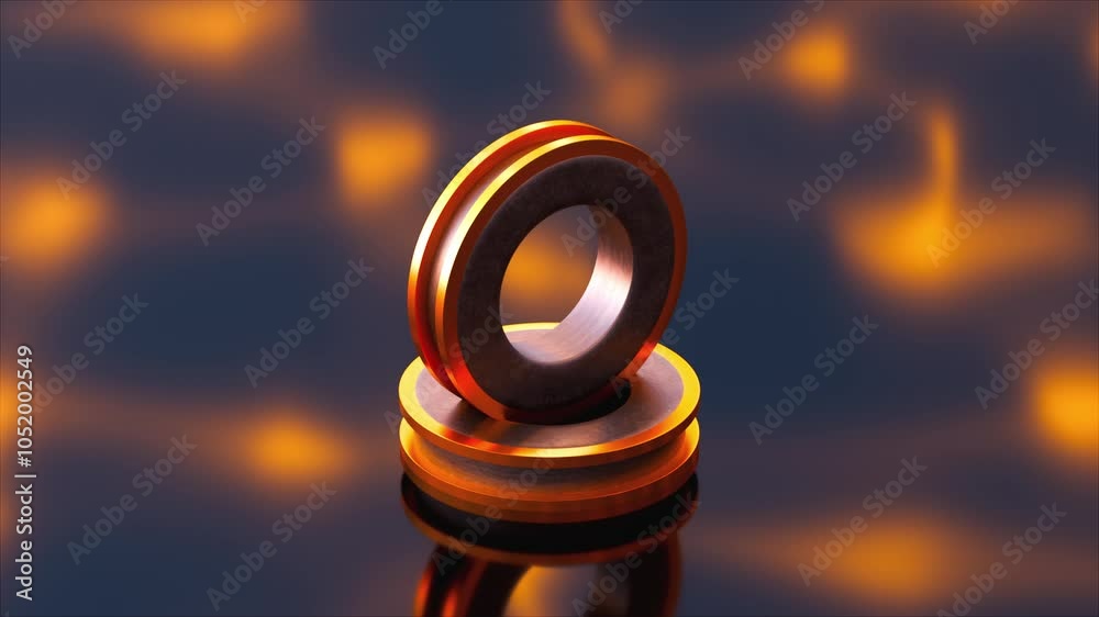 Poster 3d elements rotation with lights. computer generated 3d render