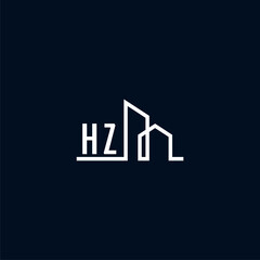 HZ initials a sleek and modern logo showcases abstract architectural shapes, emphasizing creativity and innovation in building design against a dark background