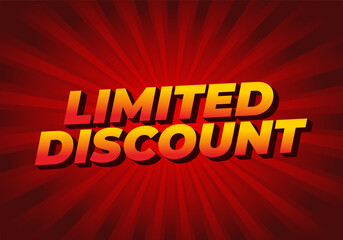 Limited discount. Text effect in modern colors with 3D style