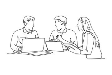 Business communication concept. Single line draw design vector graphic illustration.