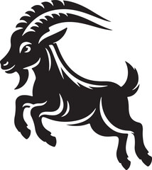 goat mammal animal head silhouette vector art icon flat design