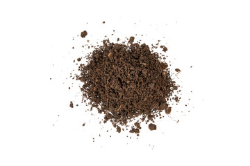 pile of brown soil humus isolated on white or transparent png