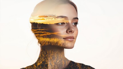 Portrait with nature overlay, symbolizing inner peace and harmony.