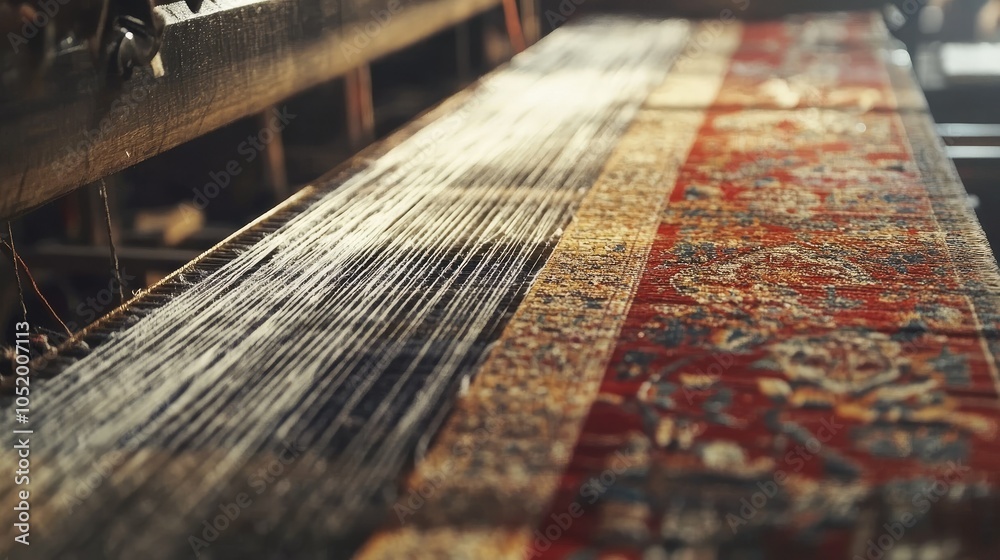 Aufkleber a detailed view of a weaver skillfully crafting thai silk, emphasizing the intricate movements and b