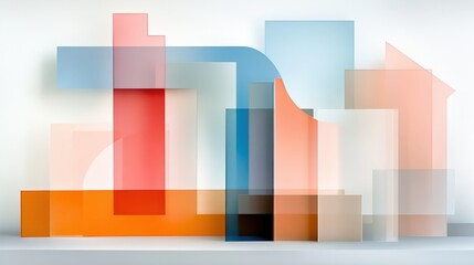 Fototapeta premium Abstract Geometric Shapes Overlapping Transparent Layers Modern Design Minimalist Art