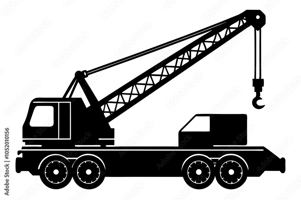 Wall mural mobile crane machine silhouette vector.