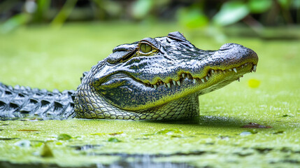 Fototapeta premium alligator in the swamp