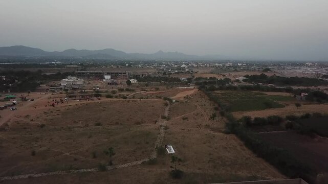 Aerial video over pushkar city and open landscapes, pushkar india