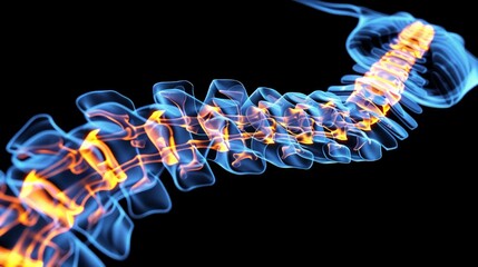 Spina Bifida Illustration, detailed representation of the incomplete closure of spinal vertebrae, highlighting the condition's anatomical features and implications for health.