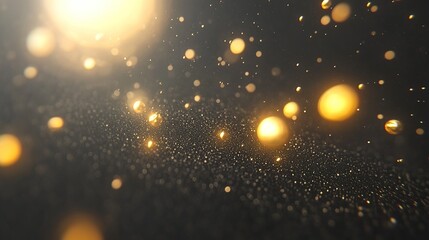 Fototapeta premium Shimmering Golden Light Particles in Dark Space