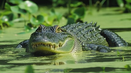 Fototapeta premium alligator in the swamp