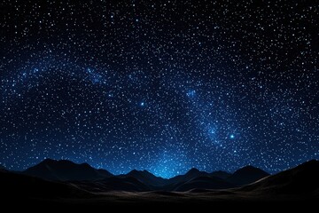 A breathtaking night sky filled with countless stars above a serene mountain landscape, offering a tranquil view of nature's beauty.
