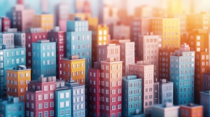 Obraz premium Golden hour illuminates the city, a captivating urban panorama showcasing architectural majesty and the warmth of the setting sun