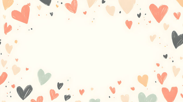 Cute colorful hearts on white background with space for text.
